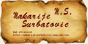 Makarije Šurbatović vizit kartica